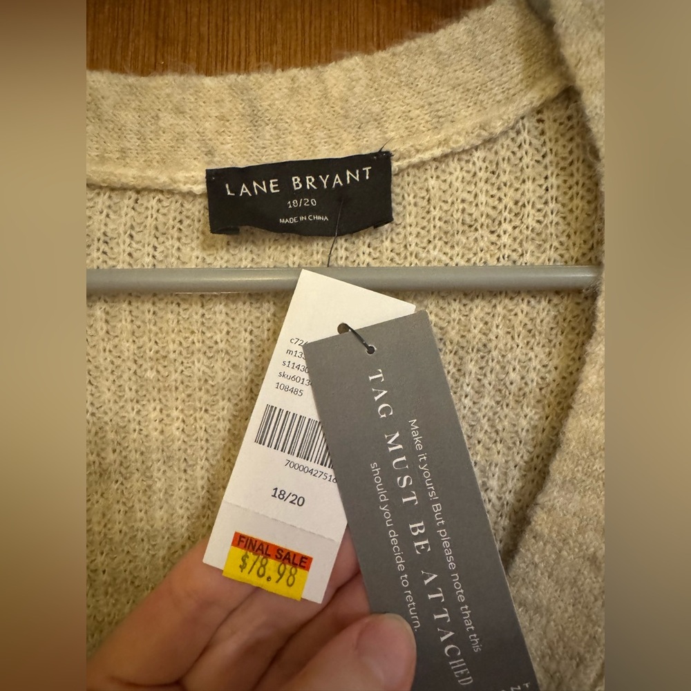 Lane Bryant Cream Ribbed Knit Faux Wrap dress with Tie 18/20 - Picture 4 of 4